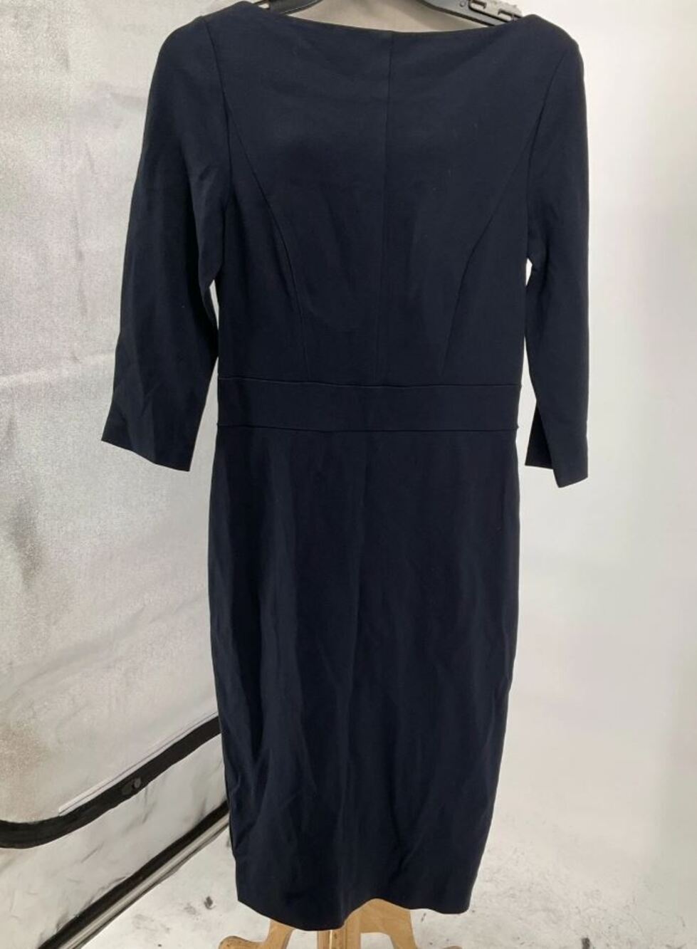 NWT CUE LONDON Navy Boat Neck Long Sleeve Pencil Dress US 6 AU 10